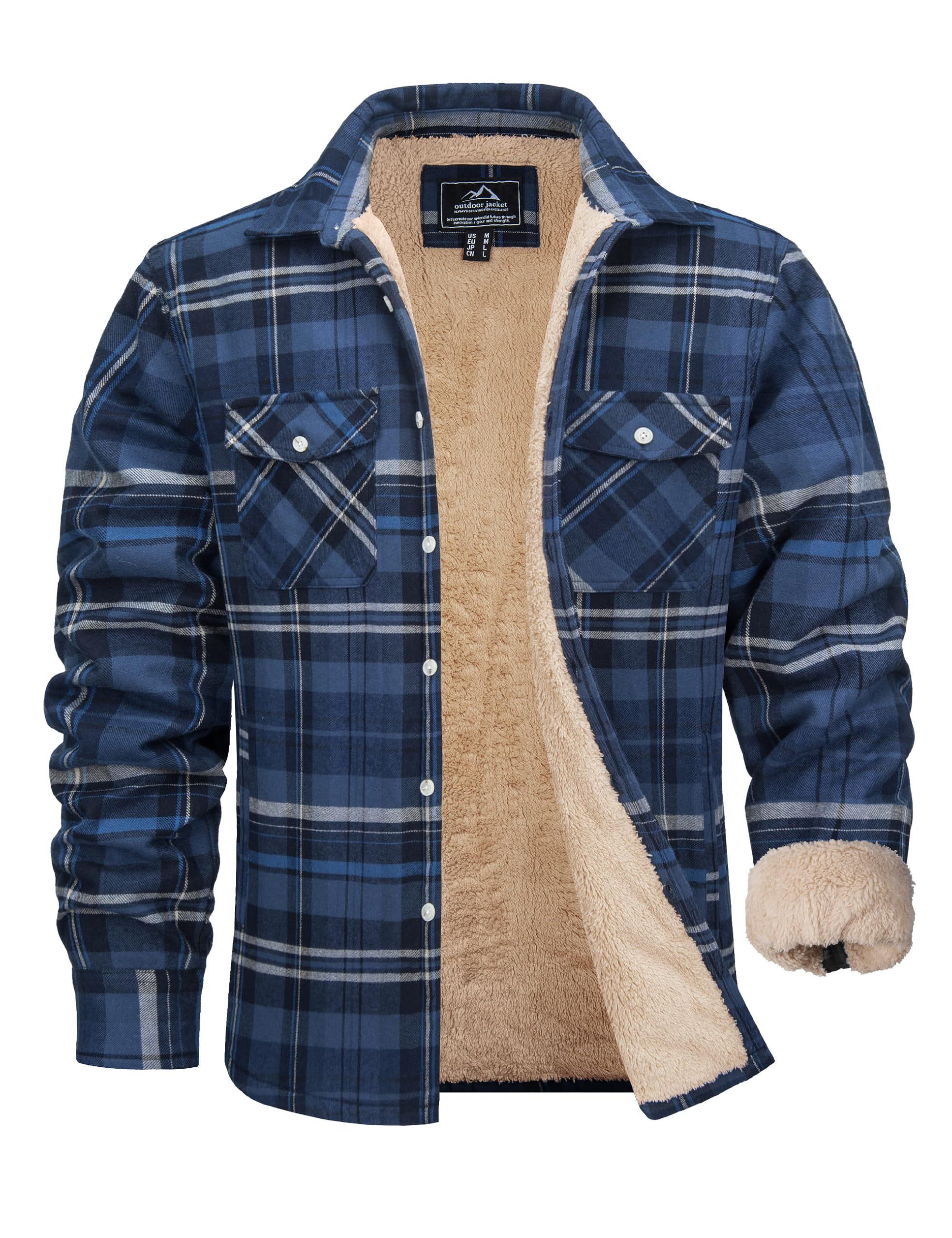 MAGCOMSEN Men's Flannel Shirt Fleece Lined Heavyweight Jacket