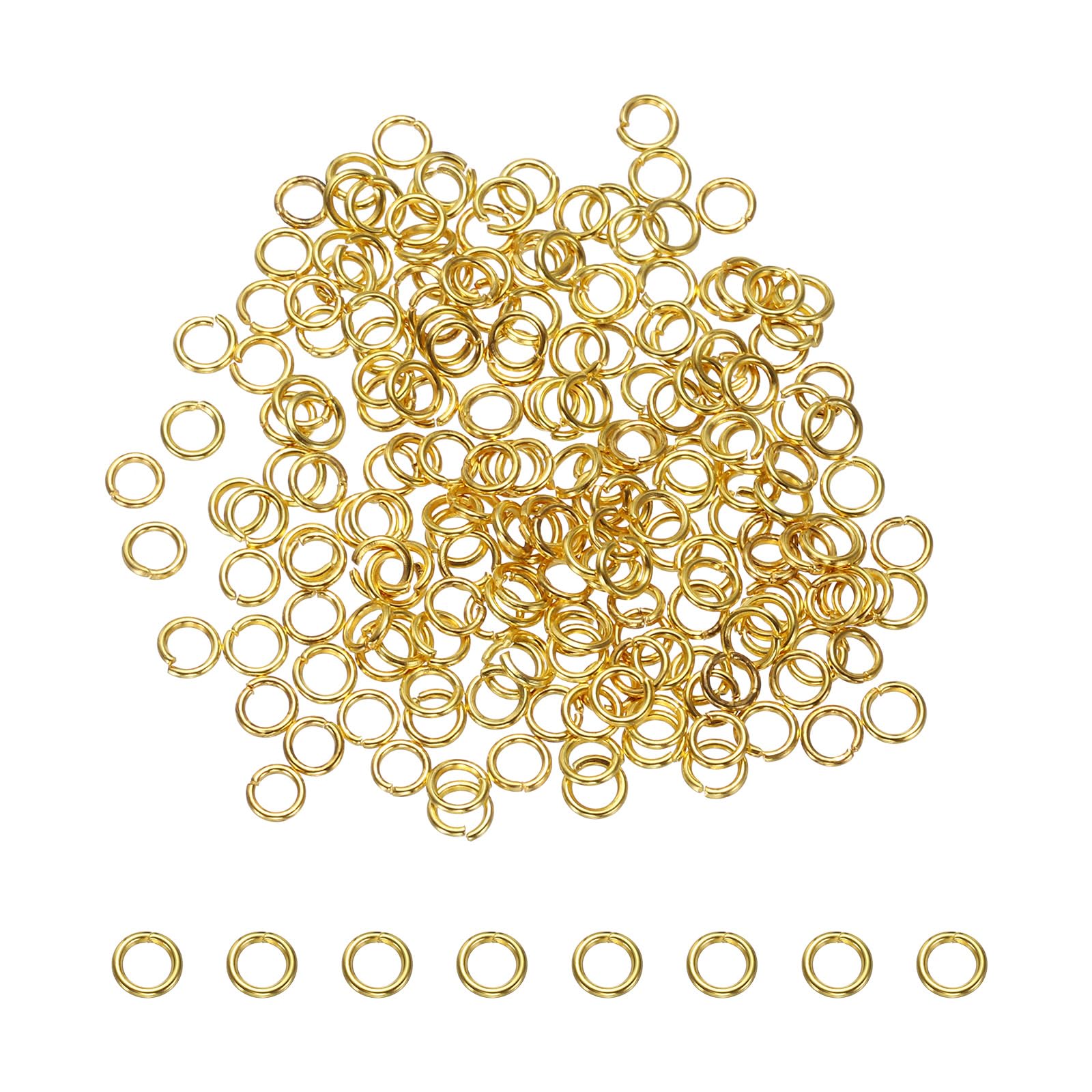 sourcing map 200 Pcs Open Jump Rings, 4mm Split Metal O Ring 0.7mm Thick Keychains Connector Ring for Jewelry Making DIY Necklaces Bracelet Earrings Craft Making, Gold โ image 1