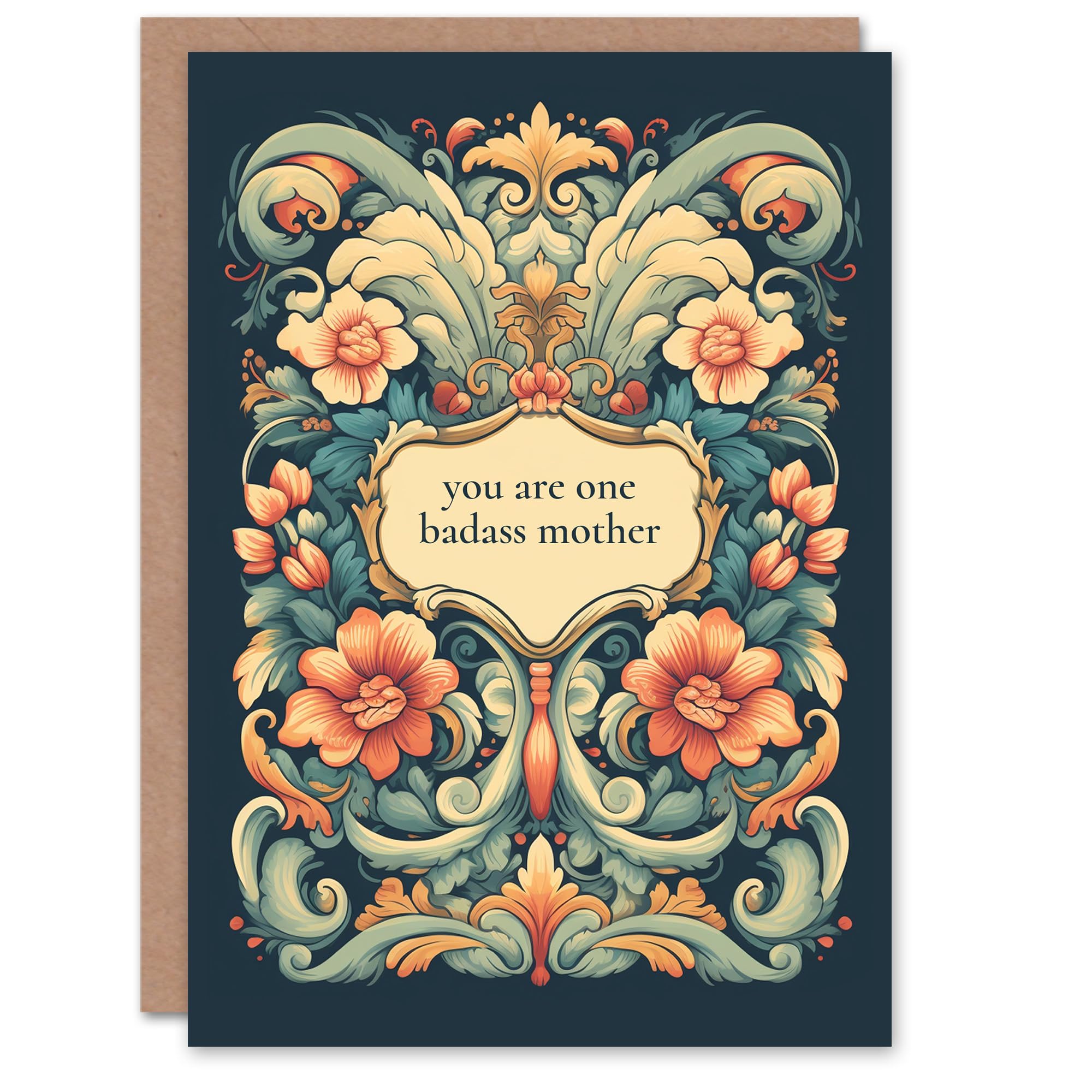 Artery8 Mother's Day Greeting Card Badass Mother Floral Pattern For Mum