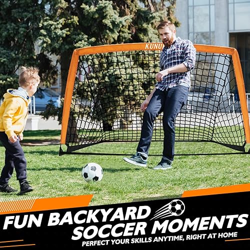 Miniatura 2 de Portería de fútbol portátil de 5 x 3, 6 x 4, 9 x 5 pies, para patio trasero, red de práctica de fútbol plegable con bolsa de transporte para niños