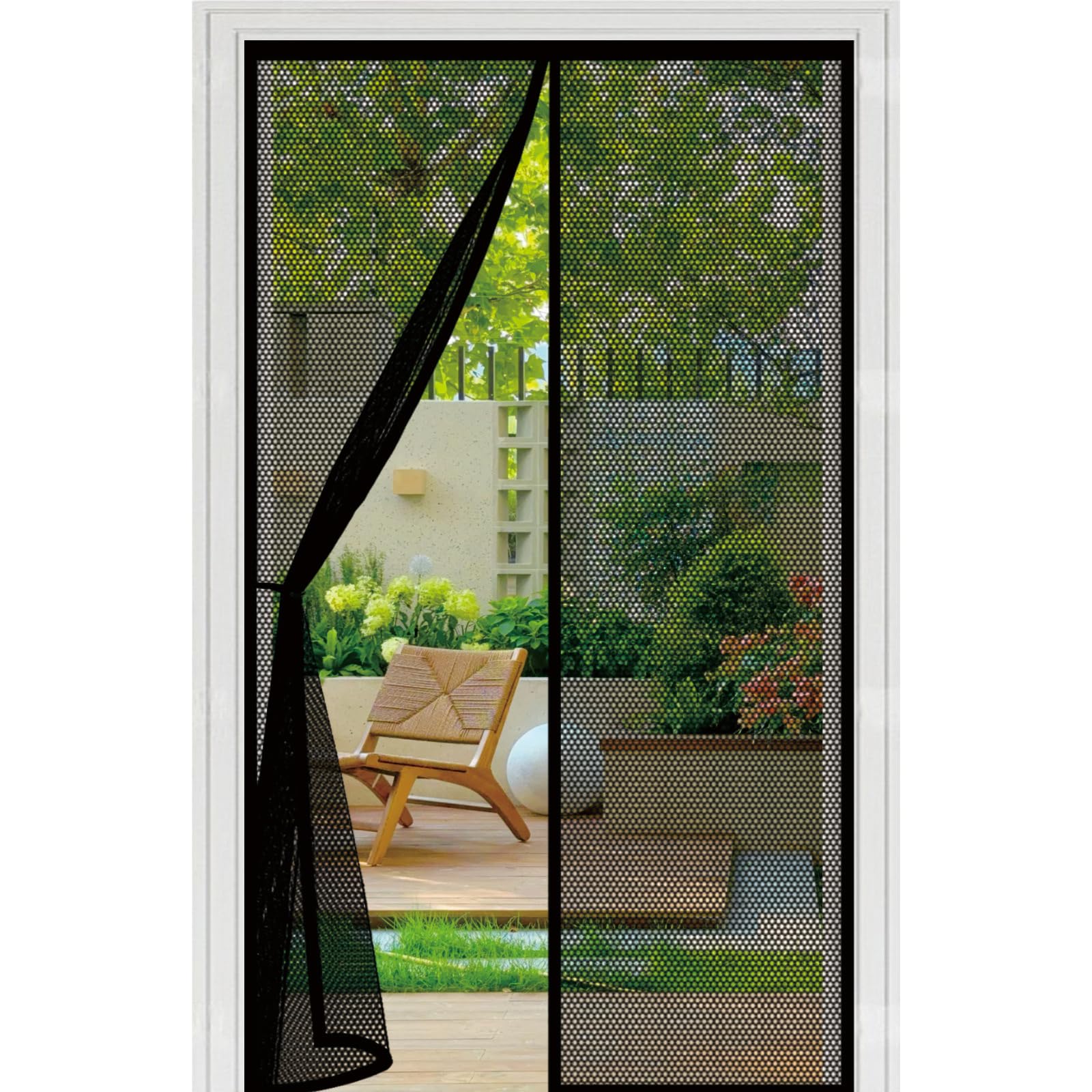 Liuyanyan Black Magnetic Fly Screen Door 88 X 206 Cm With Powerful Magnets Automatically Closes And Magic Tape, Install Without, Keep Bugs Out, Magnetic Screen Door Curtain For Patio,