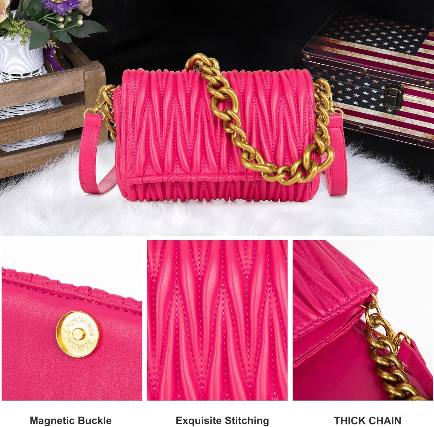 Montana West Quilted Small Shoulder Bag for Women Y2K Trendy Cute Clutch Underarm Purse with 2 Removable Straps