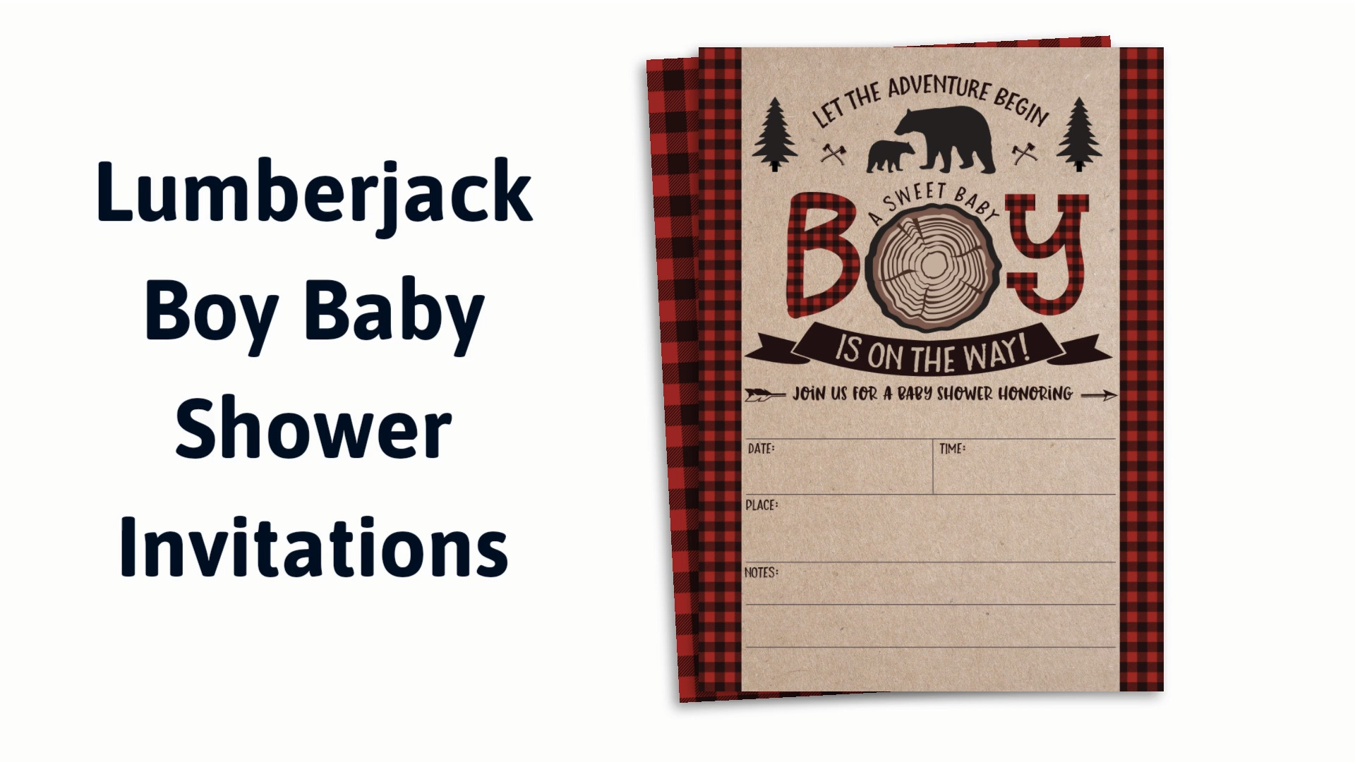 Lumberjack Baby Shower Invitations, Boy Baby Shower Invites on Amazon Live
