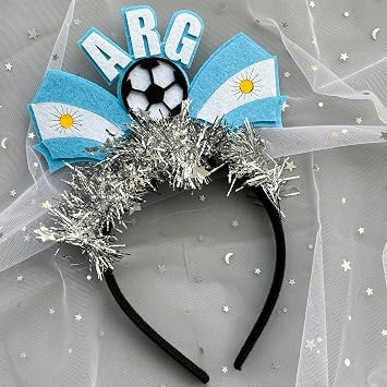 Argentina Flag Headband Football Hair Hoops World Cup Party Headbands for Soccer Fans for Soccers Accessories Women Men Soccers Hair Bands Game Day Sports Hair Decoration 1Pcs