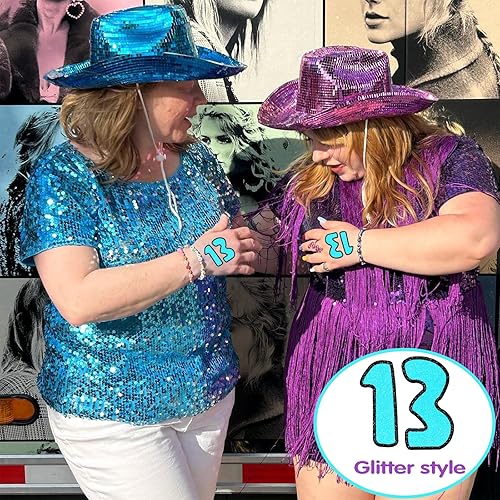 Miniatura 3 de 30 piezas de mercancía de concierto con purpurina, 13 tatuajes temporales, 13 tatuajes, tatuajes de manos, tatuajes temporales de estrella,