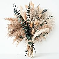 YOJOYI Green Pampas Grass Boho Bouquet: Lavender Eucalyptus Dried Flowers for Boho Western Home Bedroom Wedding Decor