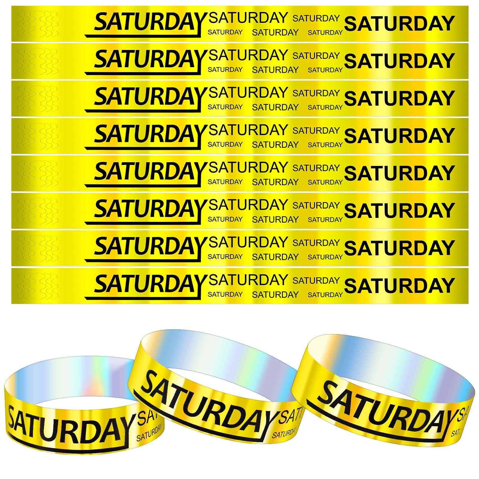 Henoyso 600 Pcs Plastic Saturday Wristbands Event Wristbands for Party Custom Plastic Bracelets Wristband Events Waterproof Wristband Bulk(Yellow)
