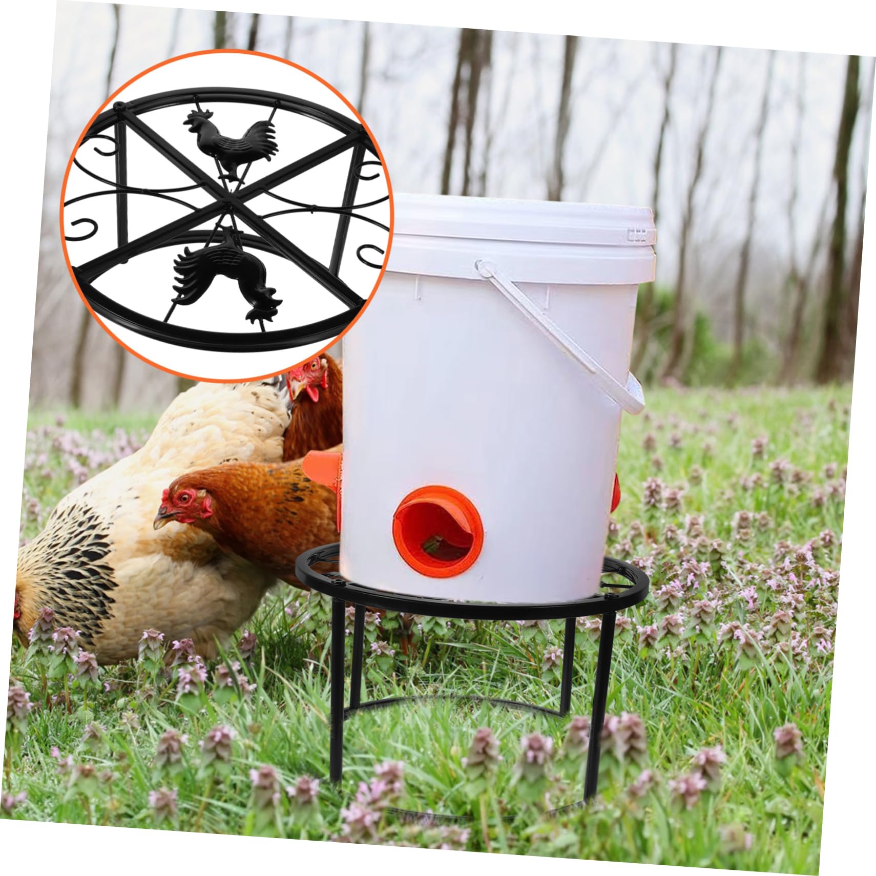 Supporto Metallico per Mangiatoia e Abbeveratoio Nero Galline