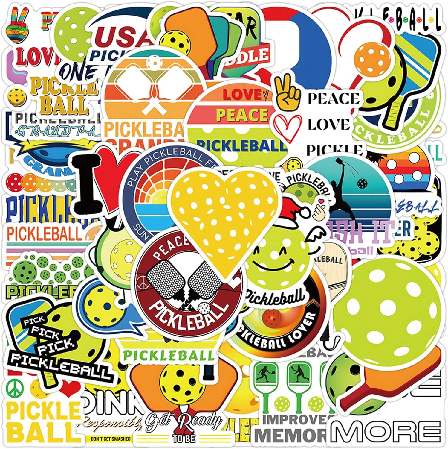 Pickleball Stickers Ball Game Stickers 50PCS Love