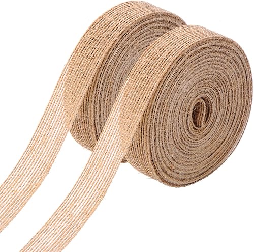 pangda 2 rollos Natural Burlap Fabric Ribbon Roll para eventos boda fiesta y Home Decor, 10 metros cada rollo