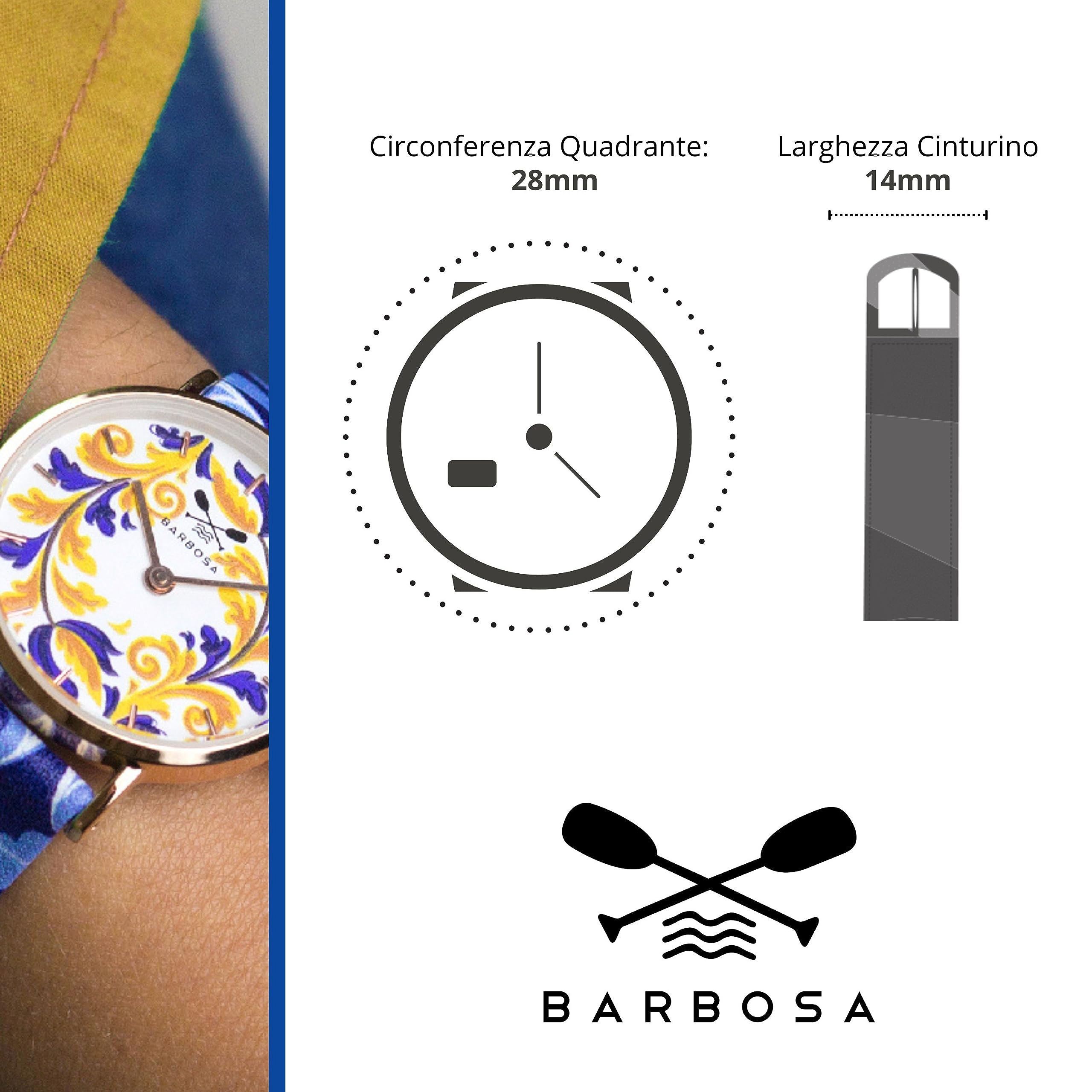 Barbosa - Orologio Donna - Cinturino in Pelle - Analogico e Movimento al Quarzo - 28mm