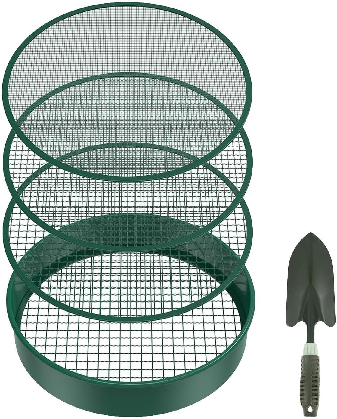 Gardening Metal Sieve - Metal Garden Compost Soil Sieve, Greenhouse Farmland Use Planting Strainer | Beginners Professionals Gear with 4 Filter Mesh and Shovel, Sand Soil Compost Sieve for Family