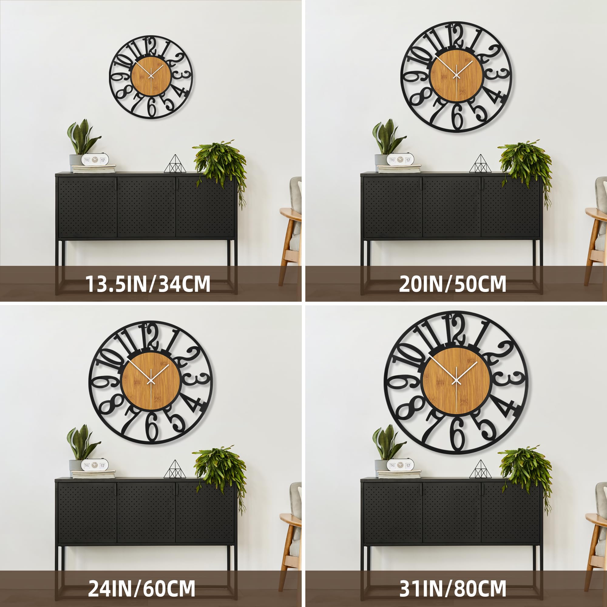 Mee 2ou Orologio Da Parete Moderno E Vintage, 40 cm/ 16 Pollici Orologio Da Parete Grande Silenzioso Senza Ticchettio, Disponibile In 34 cm, 40 cm, 50 cm, 60 cm, 80 cm Per Soggiorno, Cucina, Ufficio
