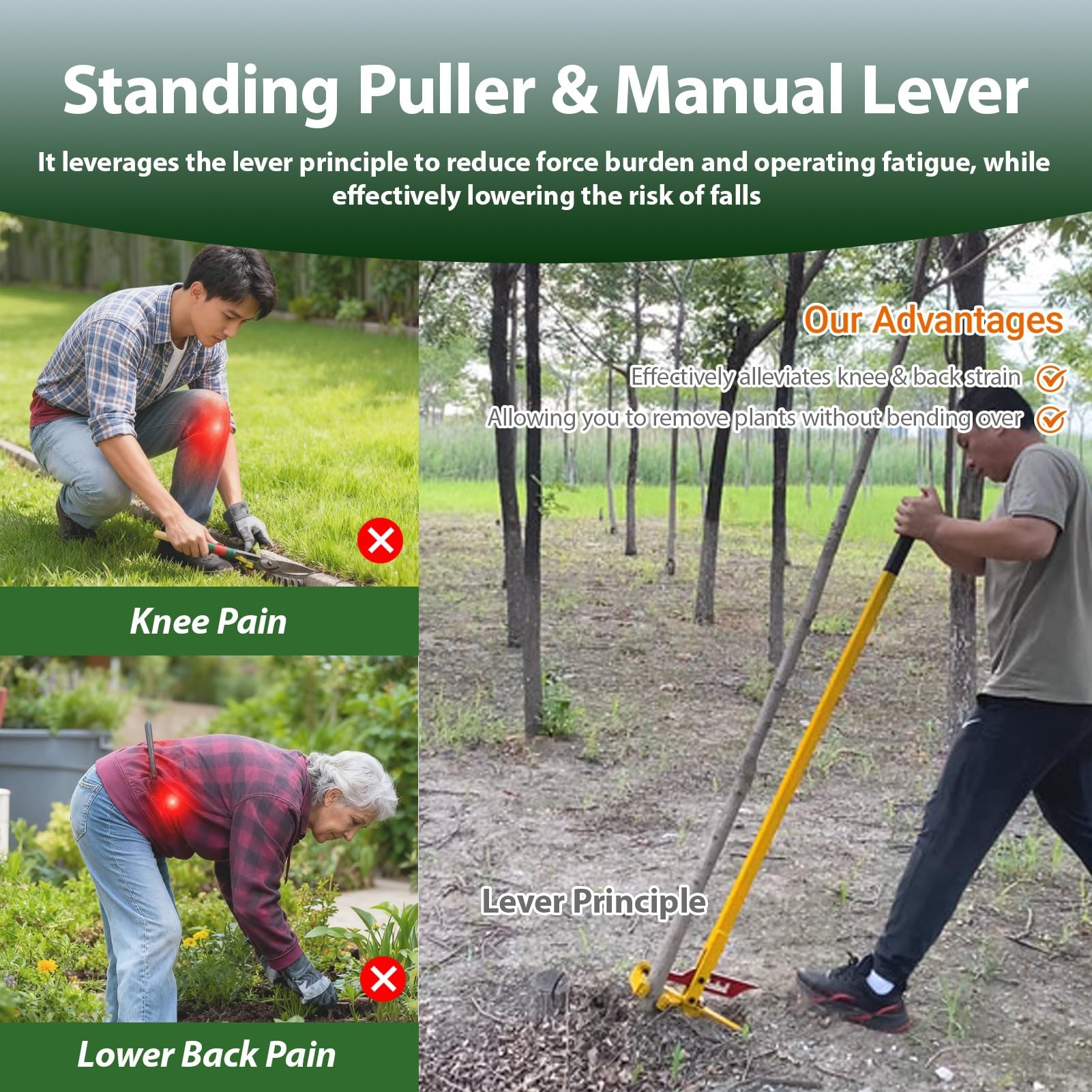 Herramienta extractora para plantas y malas hierbas, fuerte carga, borde dentado para desarraigar, herramienta de jardín duradera para mantenimiento de patio, extractor eficaz de postes de valla