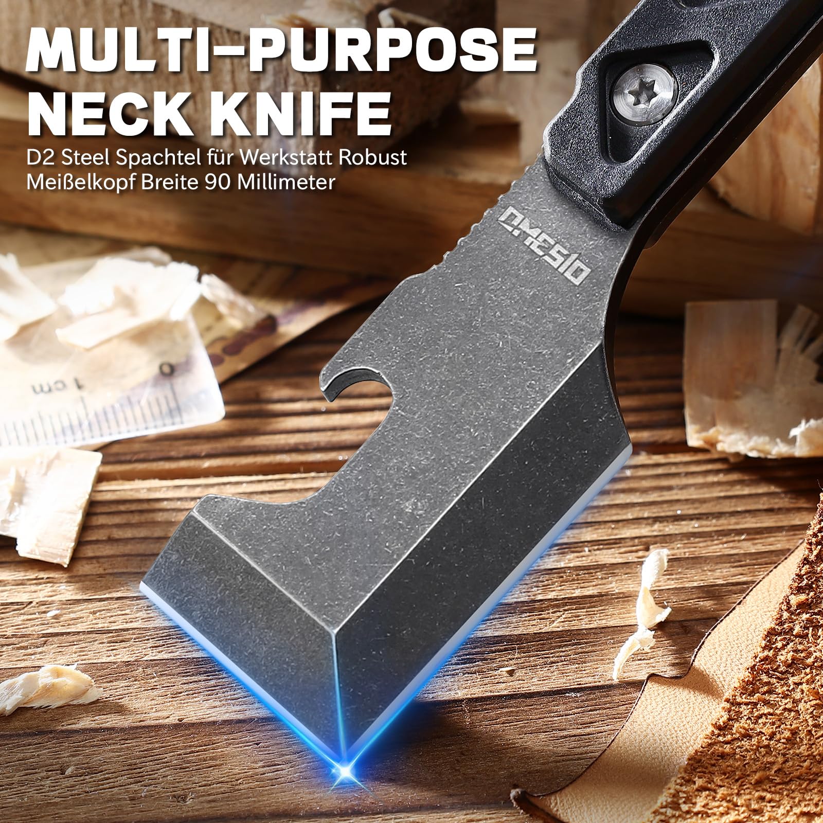 Omesio M-XG11 D2 Steel EDC Neck Knife Kydex Sheath Clip 5.7cm | Kompaktowy nóż EDC ze stali D2, ostrze 5,7 cm, pochwa Kydex z klipsem, krzesiwem i łańcuszkiem do outdoor
