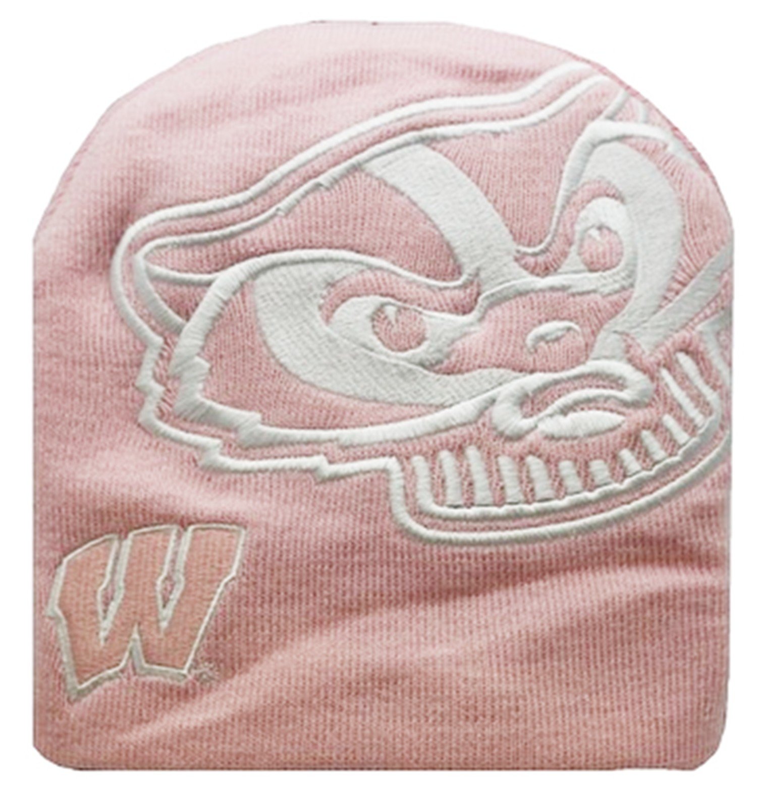 Collegiate Wisconsin Badgers Extra Large Logo Pink Skull Knit Cap