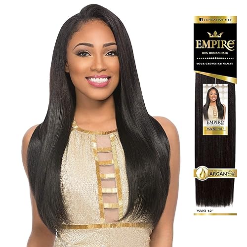 Empire Yaki 100% pelo humano Remy, tejido suave Yaki con aceite de argán, Sensationnel, 16", Marrón oscuro (Dark Brown)