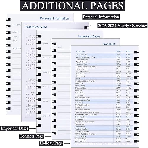 Miniatura 5 de Daily Planner 2026-2027, Weekly and Monthly Planner 2026-2027 Academic Year, January 2026-June 2027 Calendar Planner, 8.2"×5.5", 18 Months, Agenda