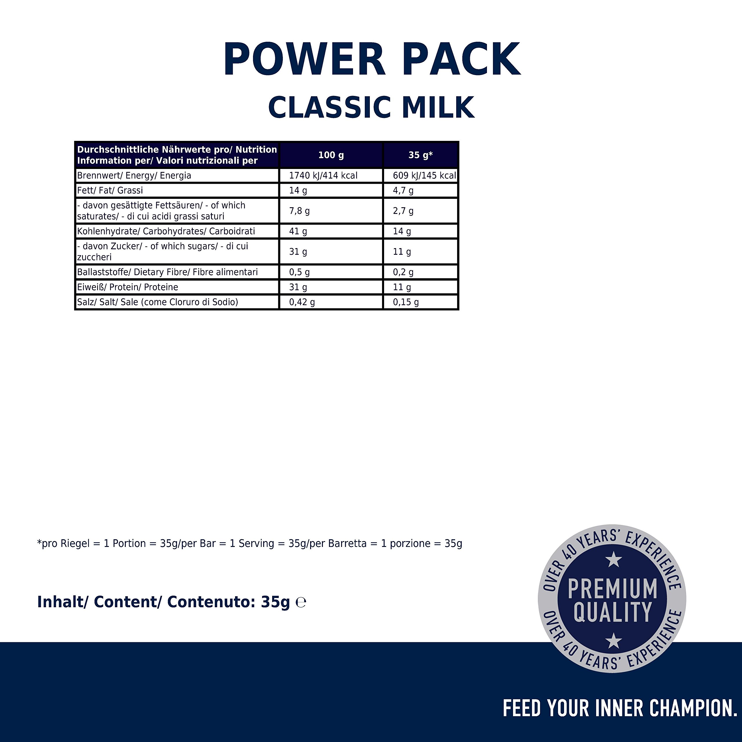 Multipower Power Pack Classic Milk Protein Riegel – Eiweißriegel mit 27% Protein – klassischer Power Bar als gesunder Sport-Snack – mit leckerem Banane-Schokolade-Geschmack – 24x35g