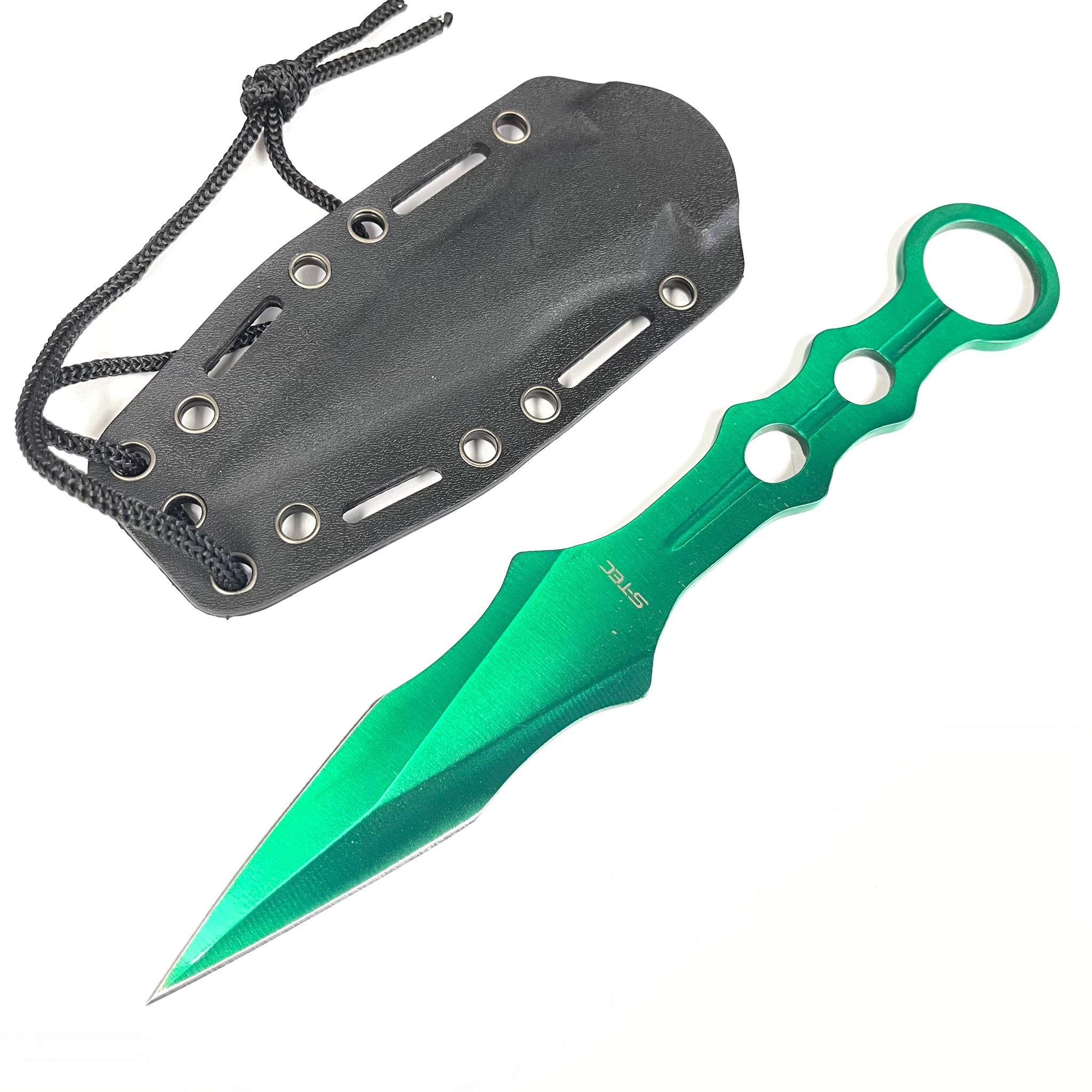 S-TEC Throwing Knife with ABS Sheath I 9 inch overall I 2.3 inch blade I ABS sheath I Stainless Steel I Outdoor I Hunting I Camping I (Green)