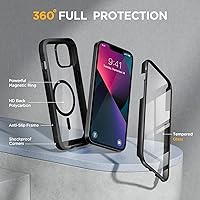Vista 1257 de Miracase - Funda magnética para iPhone 13 Pro Max de 6.7 pulgadas (compatible con MagSafe), transparente, completo, protector de pantalla de vidrio