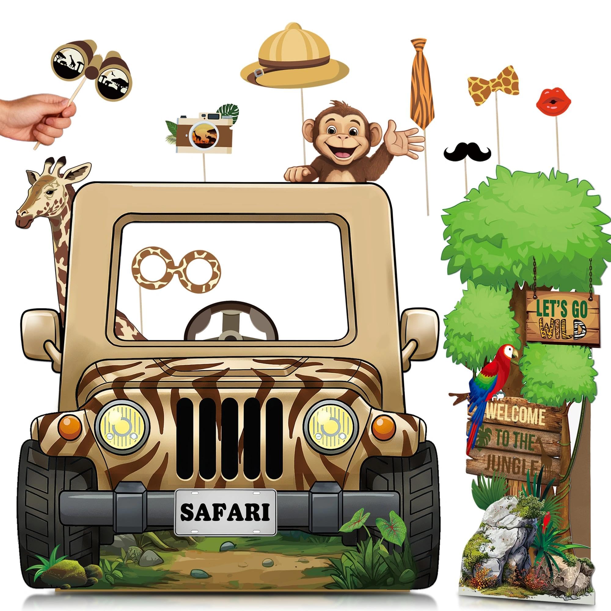 Accessoires photomaton animaux tropicaux aux finitions soignées pour réception