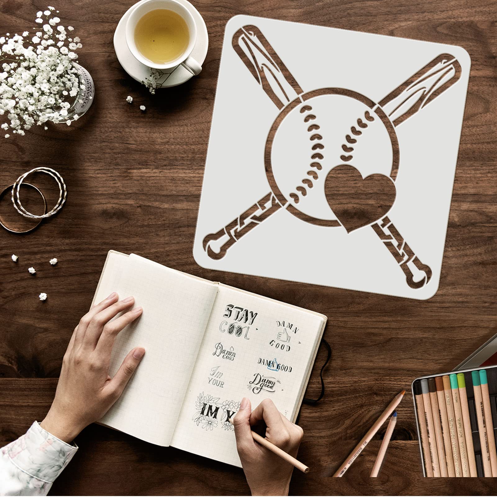 Baseball & Bats Stencil Set – Reusable Mylar Stencils For Walls, Crafts, Signs, Large & Small Sizes - View #9