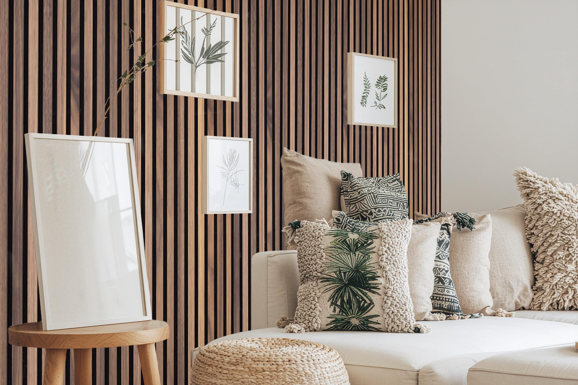 wodewa Akustikpaneel Trend Nussbaum Geölt 120cm | Vollholz Wandverkleidung Durchgehende Lamellen | Schallabsorption Wand & Decke | 9mm flach | Echtholz Akustikplatte | Made in Germany