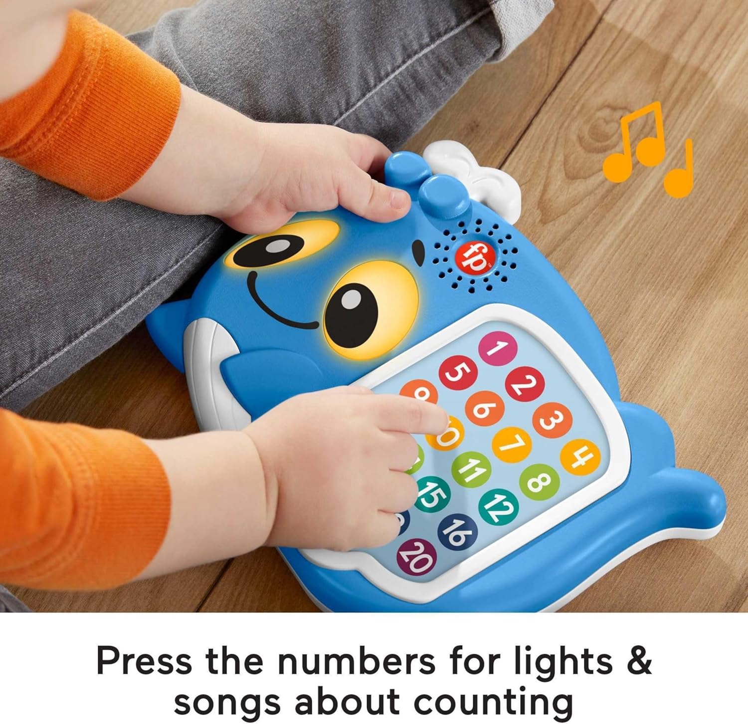 Fisher-Price Toddler Educational Toy Linkimals 1-20 Count & Quiz Whale Activity with Interactive Lights & Music for Ages 18+ Months