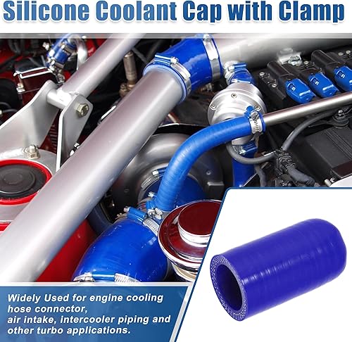 Miniatura 2 de uxcell 1 Unidades 0.984 in ID Silicona Tapa de Refrigerante con Abrazadera para Refrigerante Calentador Bypass Vacío Agua Puerto Azul