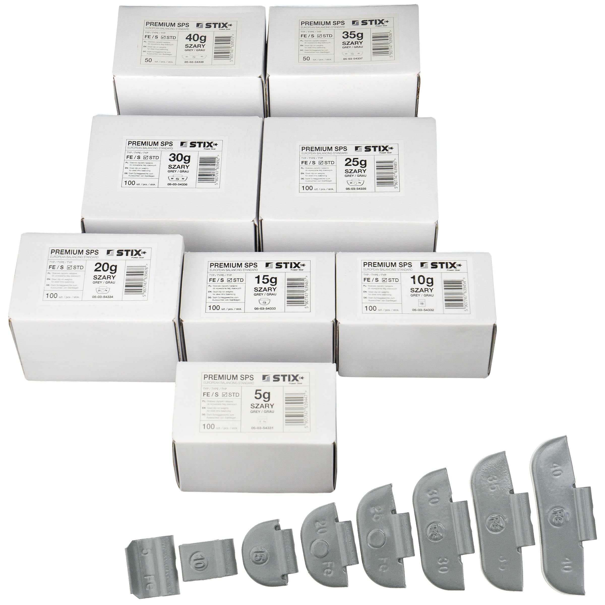 Stix Schlaggewichte Stahlfelgen Set 5-40g FE/S Auswuchtgewichte 700 STK