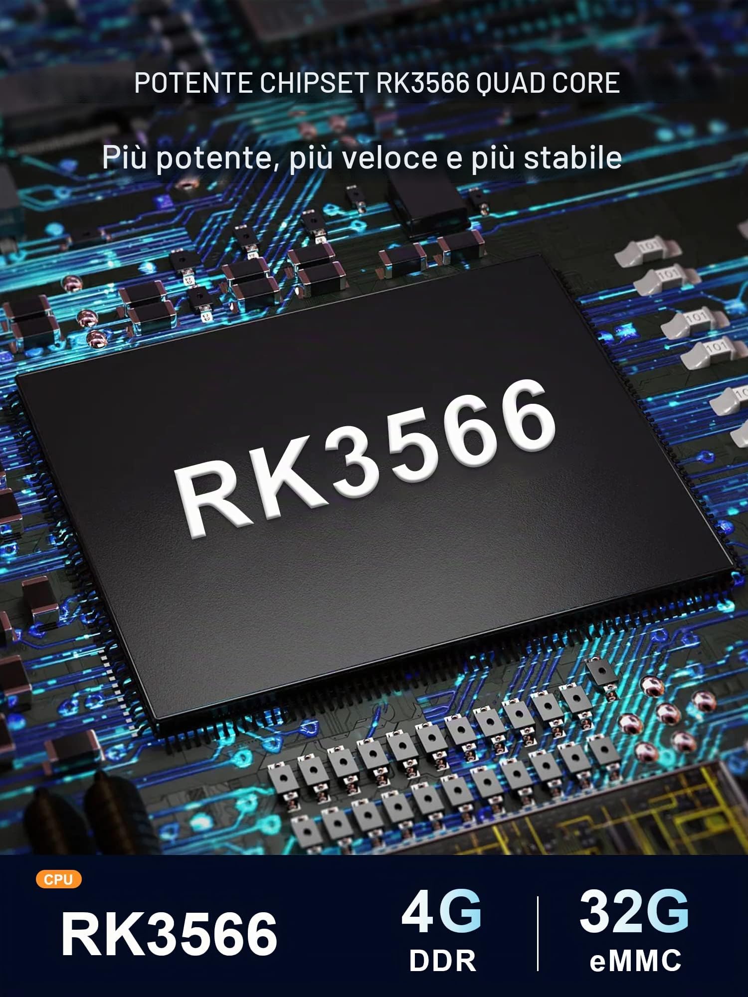 RUPA Android TV Box 11.0, Smart TV Box 4GB RAM 32GB ROM RK3566 Sostegno 2.4G/5.8G WiFi BT5.0 HDMI 3.0 1000M 3D 8K HD TV Box con Telecomando