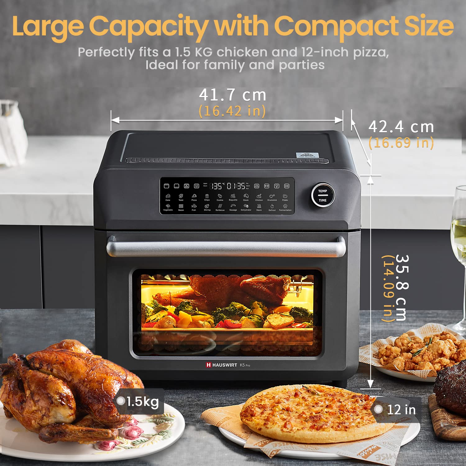 Hauswirt Air Fryer Oven 25 Litre Extra Large, Countertop Convection