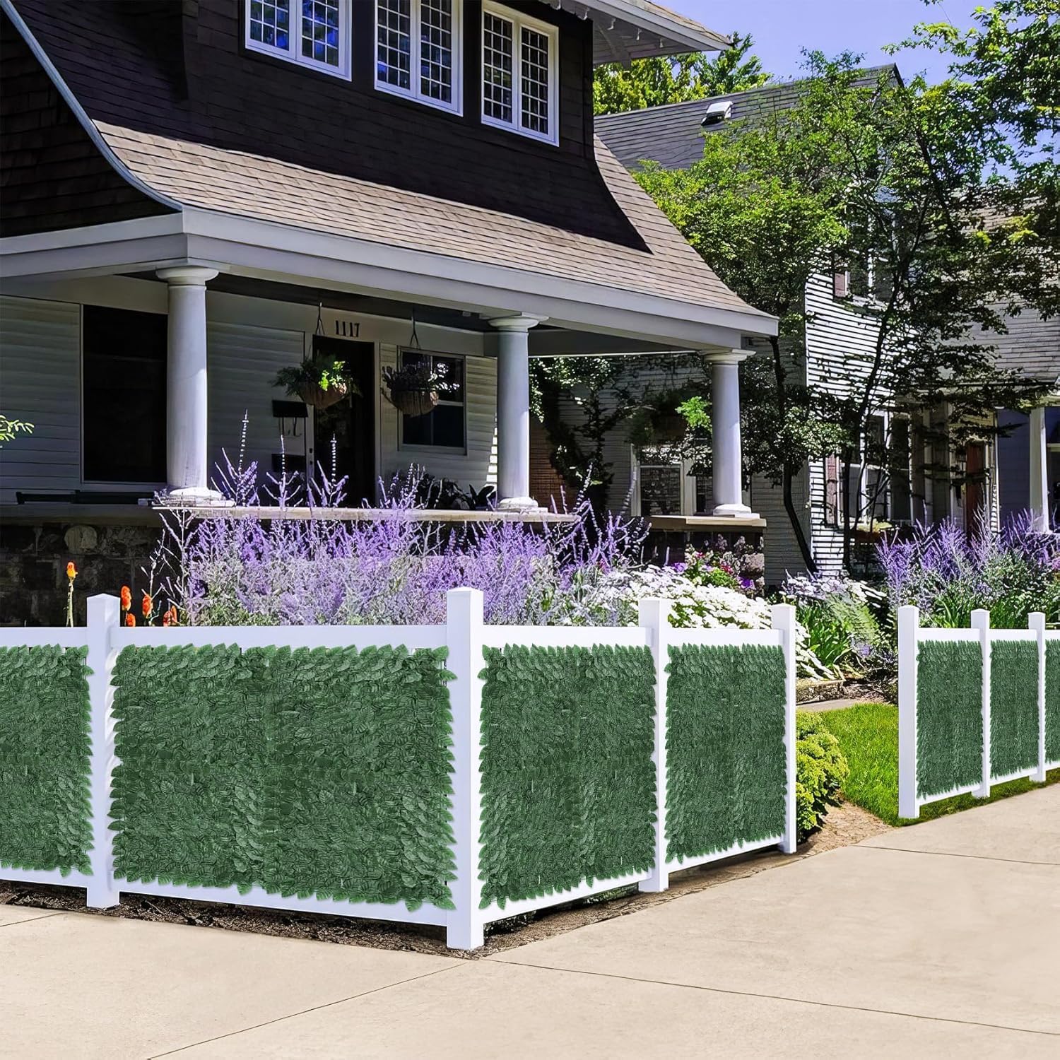 Artificial Ivy Privacy Fence Screen Outdoor – 120x60'' Realistic Green Wall Panels, Dense Greenery Backdrop for Garden, Balcony, Patio Decor, Durable Faux Grass Lightweight Fence Panels