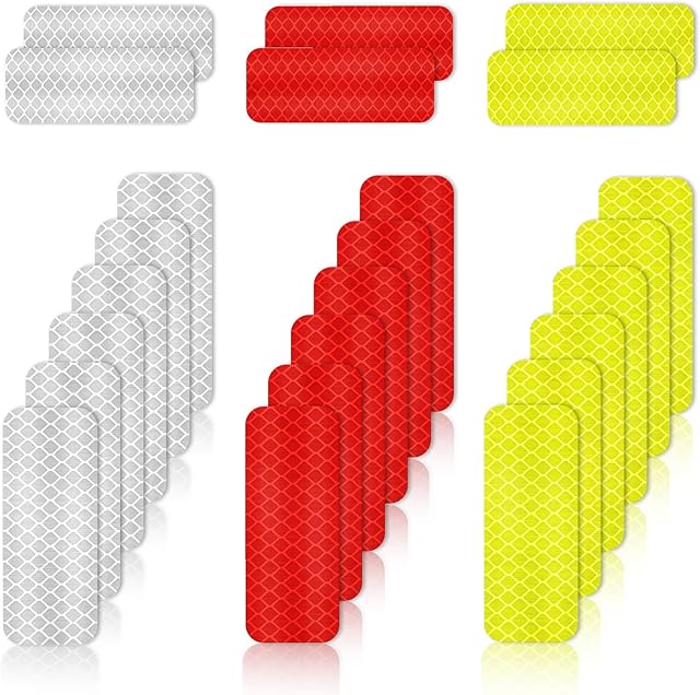 Aphrordity 24 Pieces Safety Reflective Stickers Warning Reflective Stickers Reflective Tape Stickers Pendant for Vehicle, Bicycles, Motorcycles 3 * 8cm/1.18 * 3.15Inchs