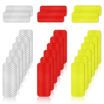 Aphrordity 24pcs Reflective Tape Self Adhesive Safety Warning Reflectors for Clothes Backpacks, Motorcycles, Bicycle Reflectors Stickers 3 * 8cm/1.18 * 3.15Inch