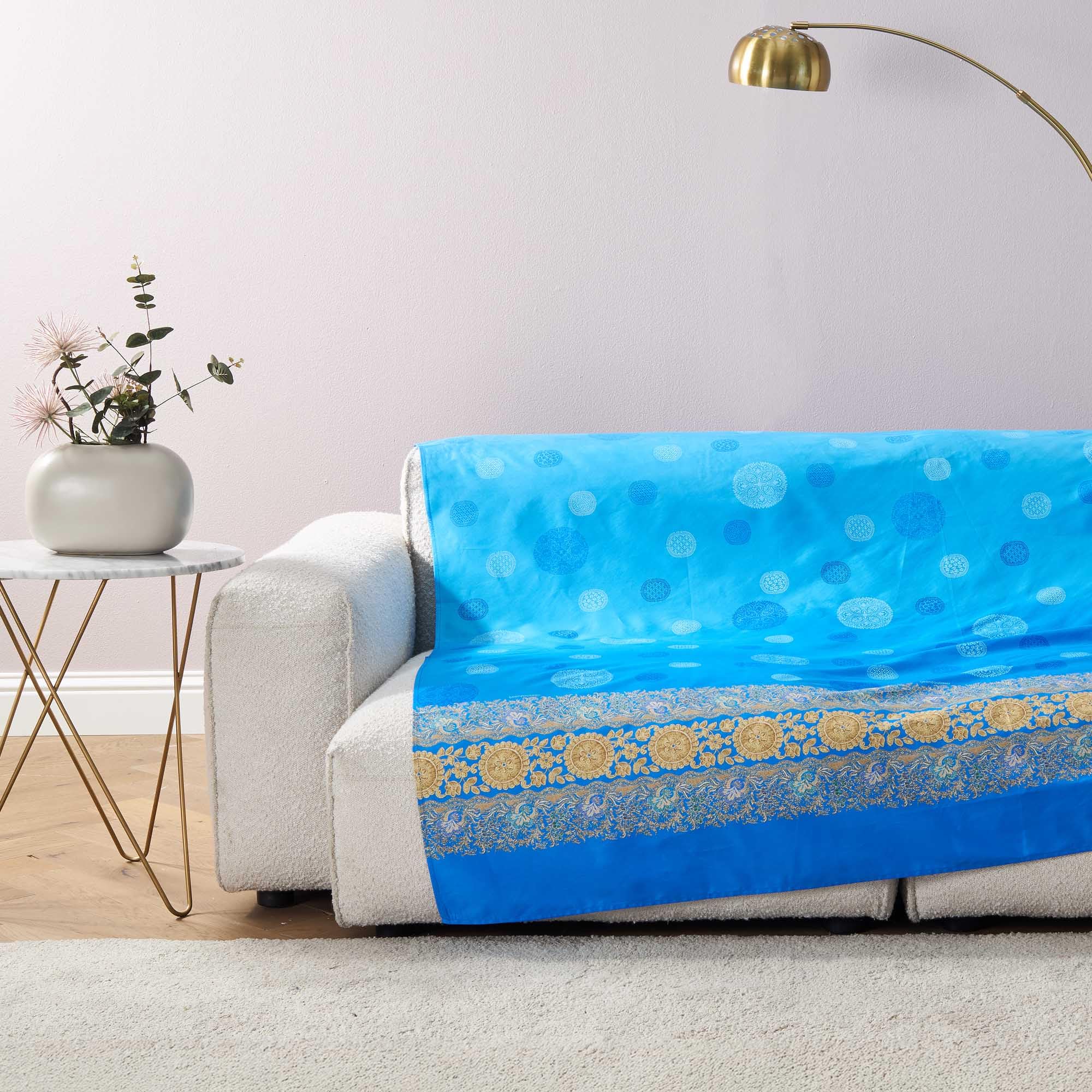 Bassetti PALLAVICINO Foulard aus 100% Baumwolle in der Farbe Perla G1, Maße: 180x270 cm - 9330038 Azurblau C1, Maße: 180x270 cm - 9332298