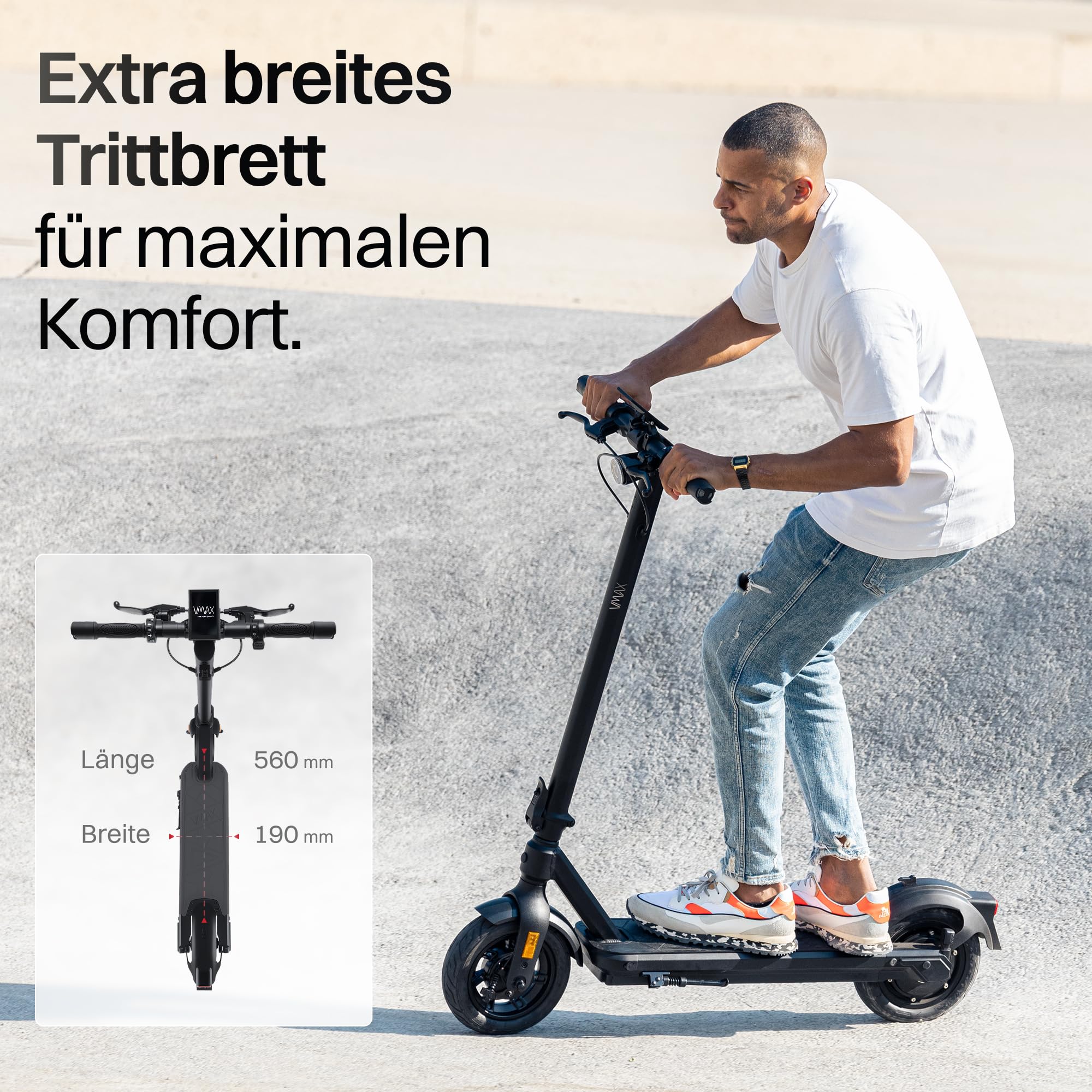 VMAX E-Scooter VX2 Extreme Serie, E-Roller mit Straßenzulassung in D, Bis zu 70 km Reichweite, 20 km/h Geschwindigkeit, bis 150 kg Traglast, Blinker, 500W Motor
