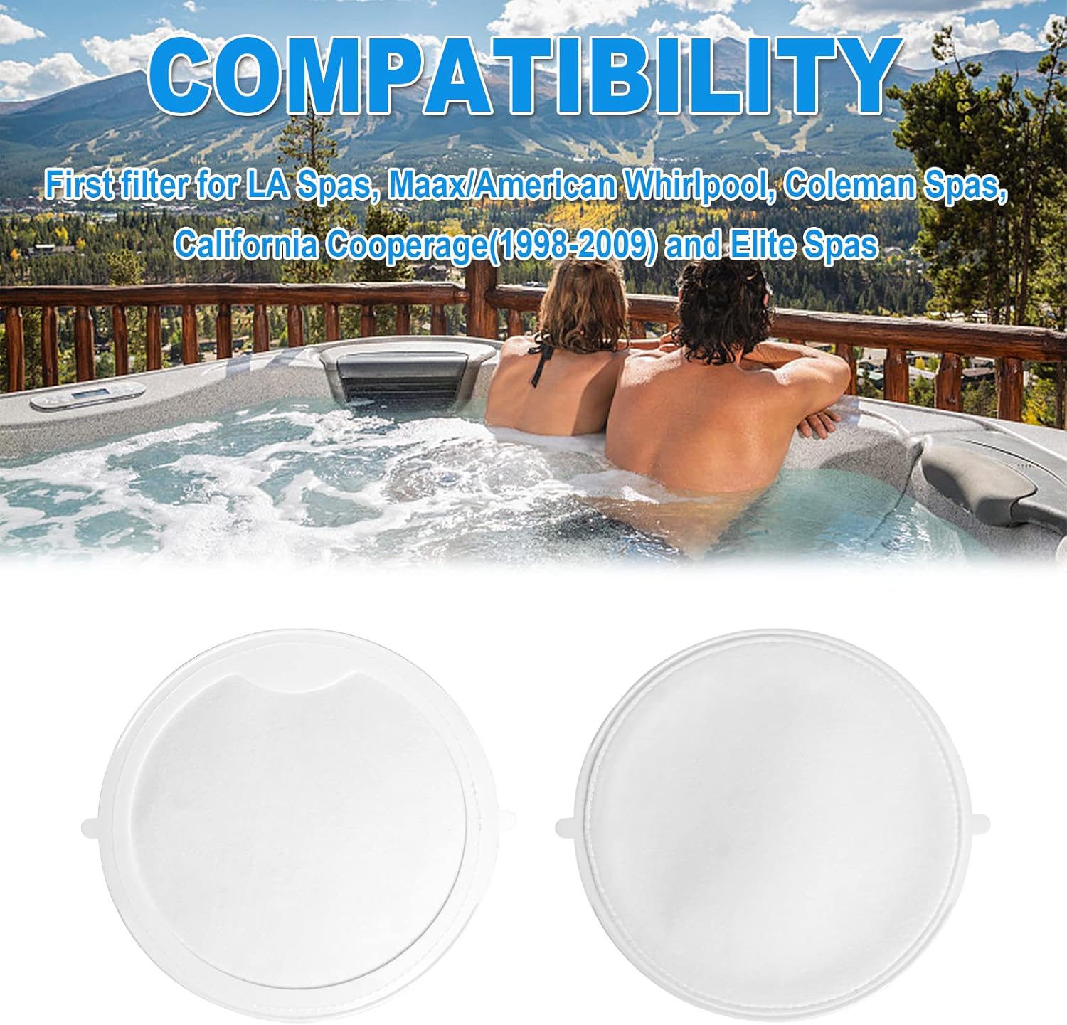 First Filter for Maax Spas, 100497 Hot Tub First Filter Replacement Compatible with Coleman Spas, Maax, LA Spas, California Cooperage and Elite Spas, 4 Pack