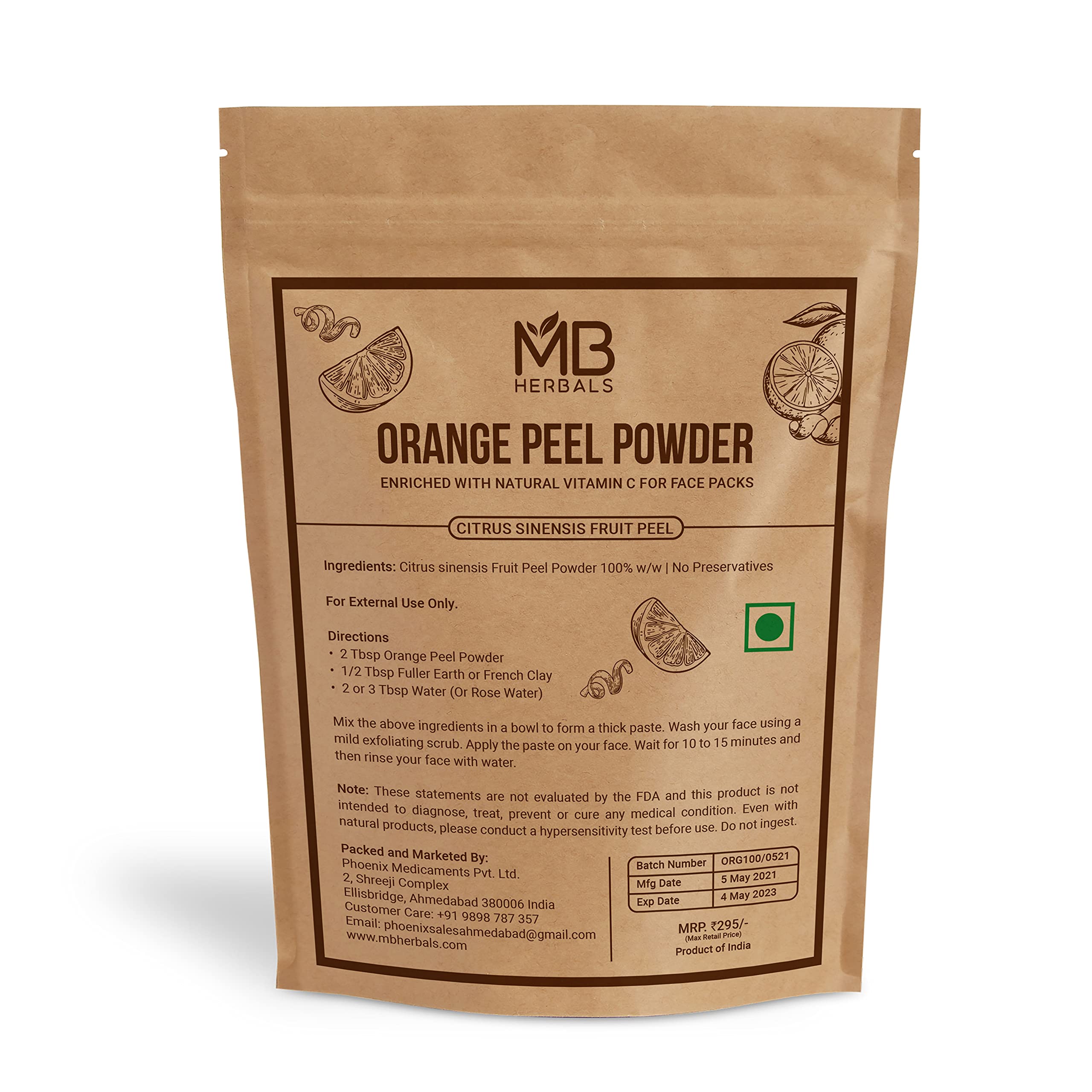 MB Herbals Orange Peel Powder 100g FOR EXTERNAL USE ONLY - Image 2 thumbnail