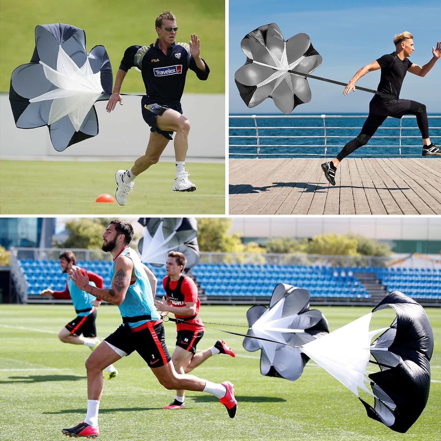 Paracadute di Resistenza,Paracadute da Corsa Ciclismo Calcio,Speed Resistance Ombrello Training,Paracadute a velocità 56 Pollici per Calcio Allenamento per la velocità