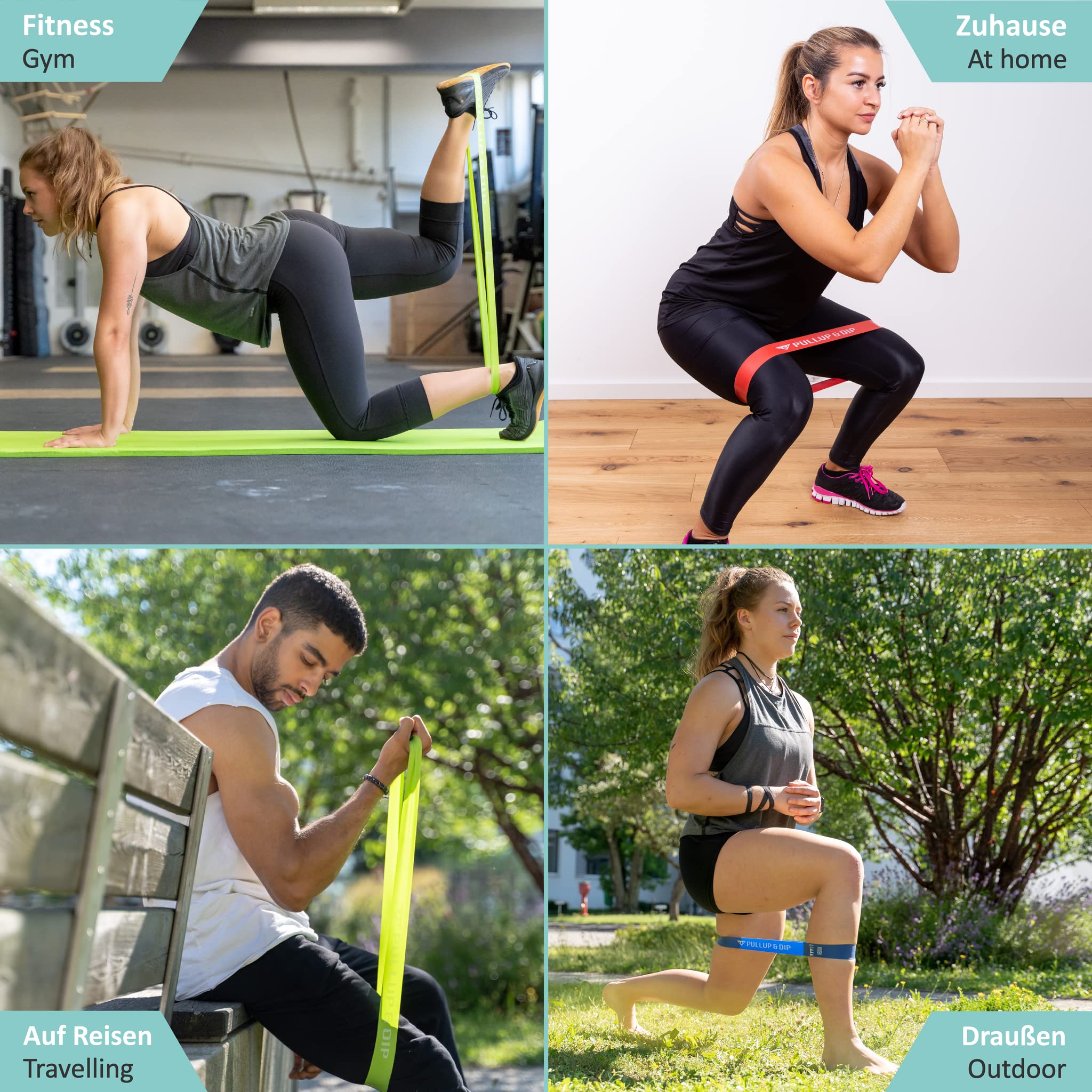 Solo Gains Set 5 Fasce Elastiche Resistenza Per Pilates, Yoga E Fisioterapia – Borsa Inclusa, Da Extra Leggera A Extra Pesante