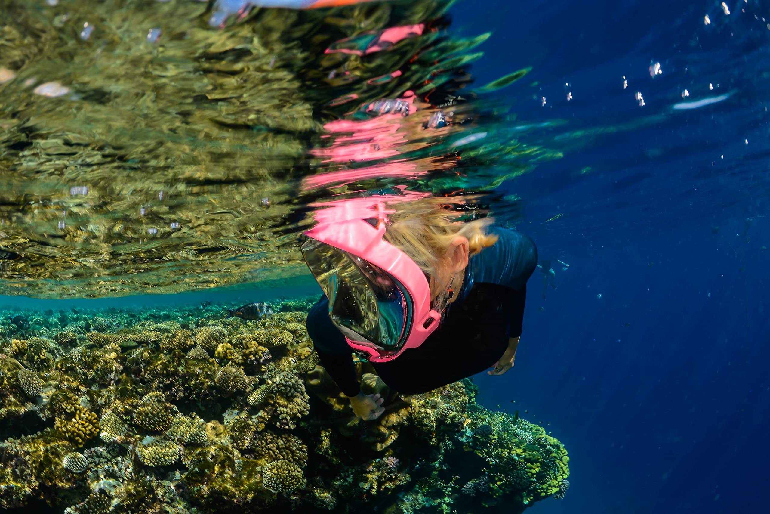 OCEAN REEF - Aria QR + Máscara de Snorkeling de Cara Completa con Boquilla - Visión Acuática de 180 Grados