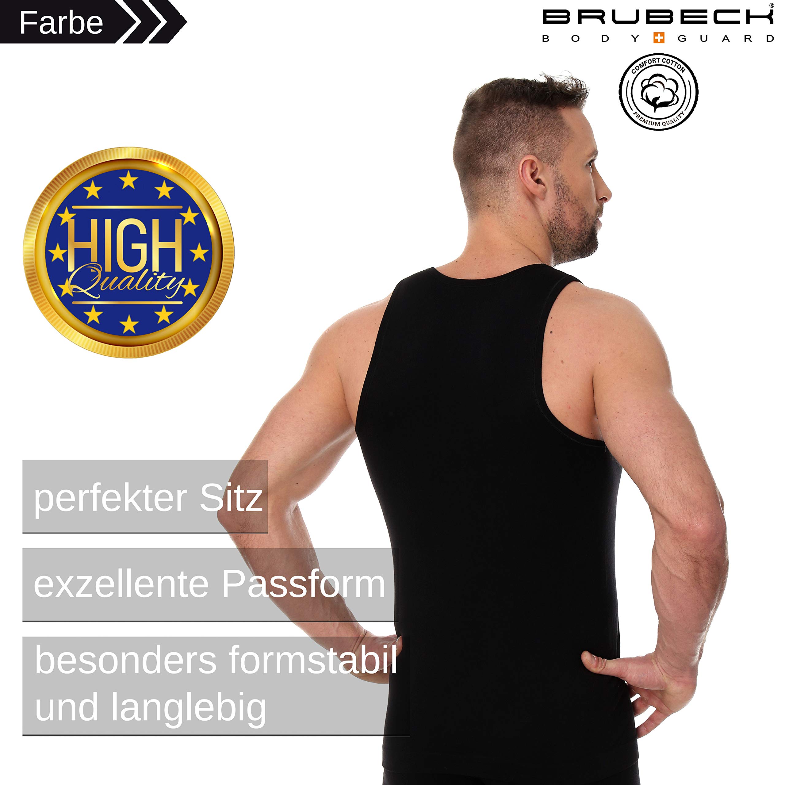 BRUBECK Męski podkoszulek | koszulka bez rękawów | oddychająca koszulka bez rękawów | top pod pachami | bezszwowa koszulka bez rękawów | tank top męski | 55% bawełna | TA00540A