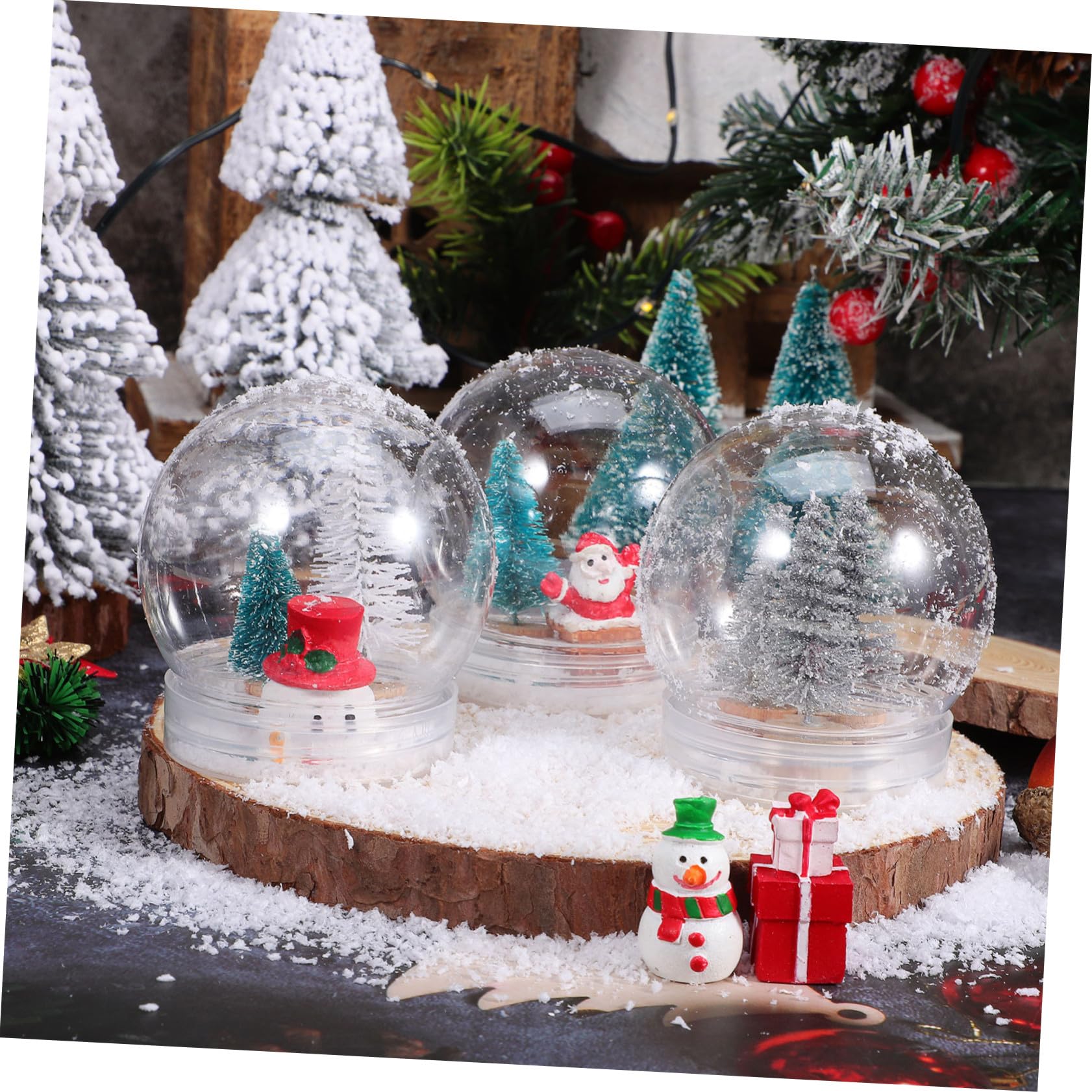 DOITOOL Lot de 15 boules à neige en plastique transparent avec couvercle dévissable, accessoires pour bricolage, artisanat