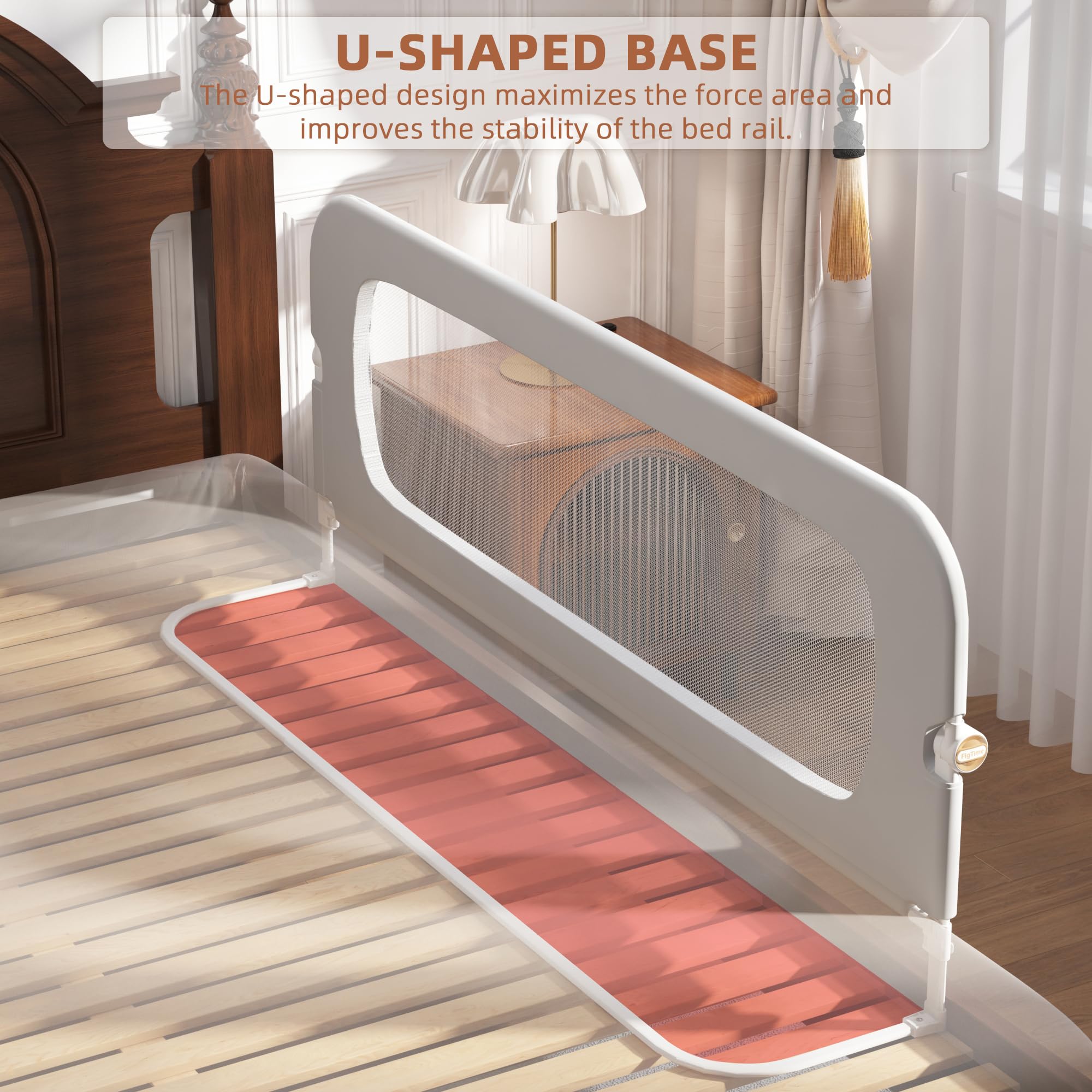 FigTime Barandilla de cama para niños pequeños, protector de riel de cama de bebé para niños, barandillas de cama para niños pequeños con ajuste de anclaje reforzado, altura ajustable y plegable,