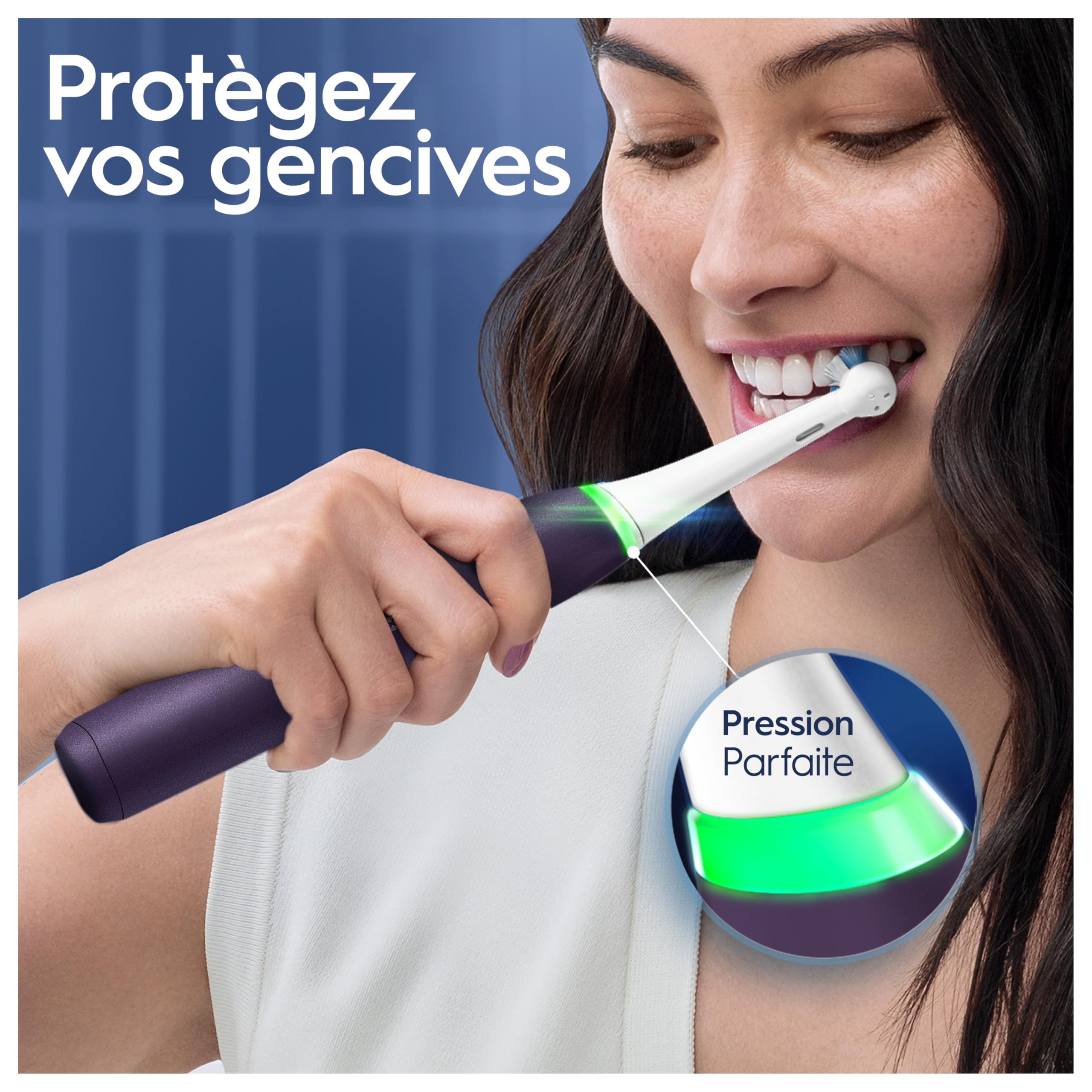 Oral-B iO 8 Brosse À Dents Électrique Blanche, Un Capteur Signalant Le Pression Pour Protéger Les Gencives, Des Accessoires, 2 Brossettes De Rechange, 1 Chargeur, 1 Étui De Voyage, Emballage En Carton