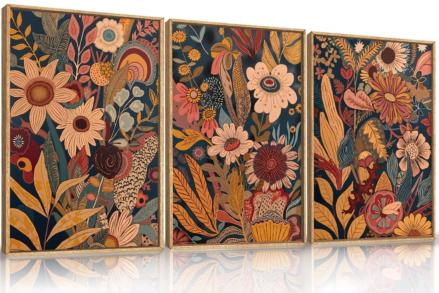 Amazon.com: HOURIA Large Orange Flower Framed Canvas Wall