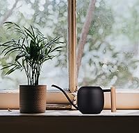 Vista 5 de IMEEA Regadera para plantas de interior, regadera de acero inoxidable de 40 onzas con boquilla larga y mango de madera (negro)