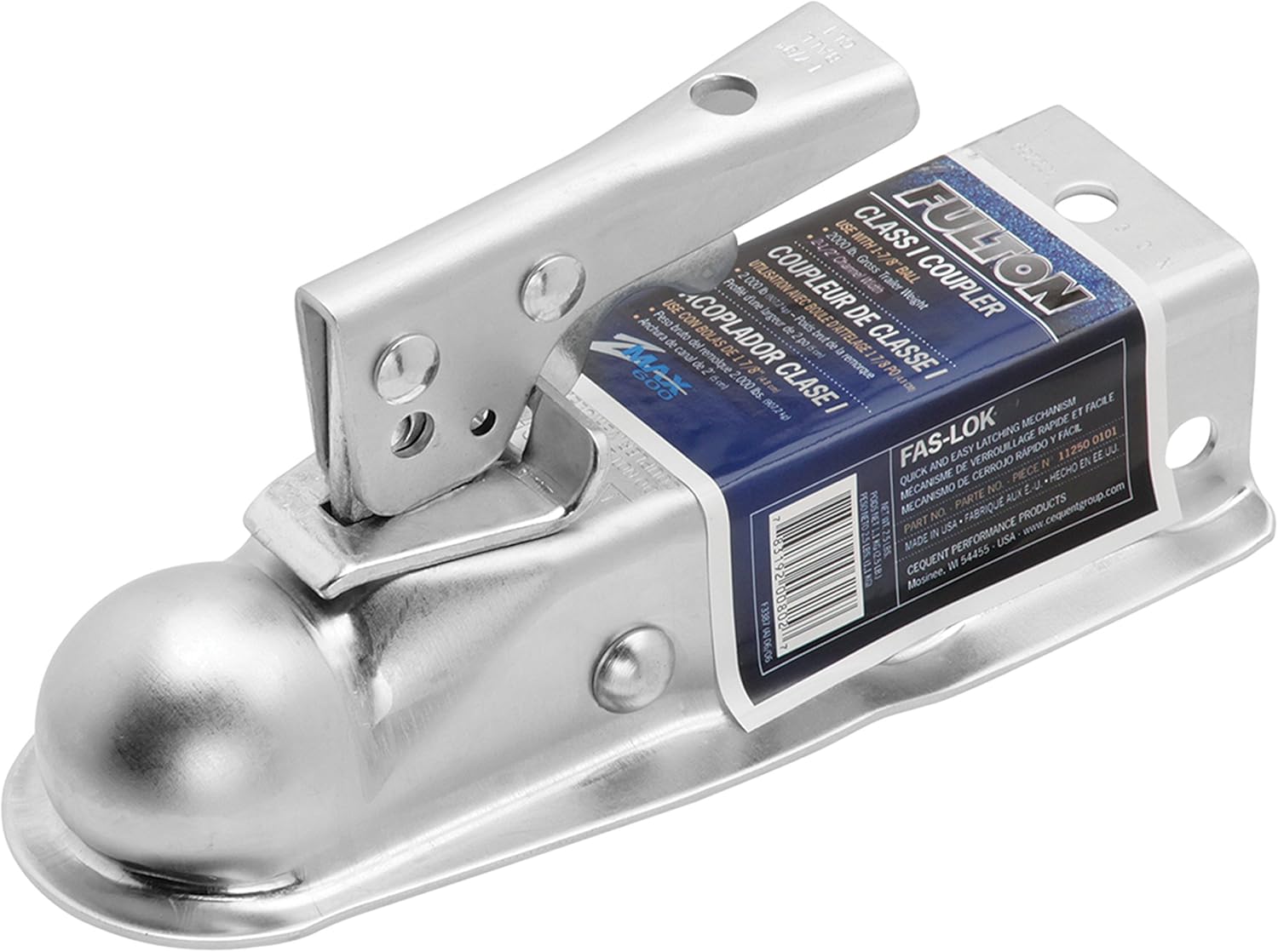 Fulton 11250 0101 Fas-Lok Straight Class I Trailer Coupler - 1-7/8" Ball, 2.5" Channel, 2000 lbs.